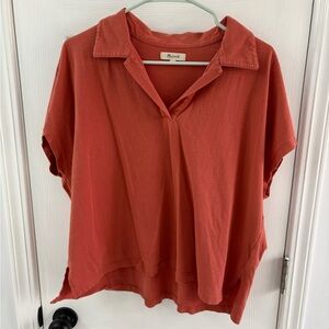 Madewell Women's Rust Cropped Polo Top